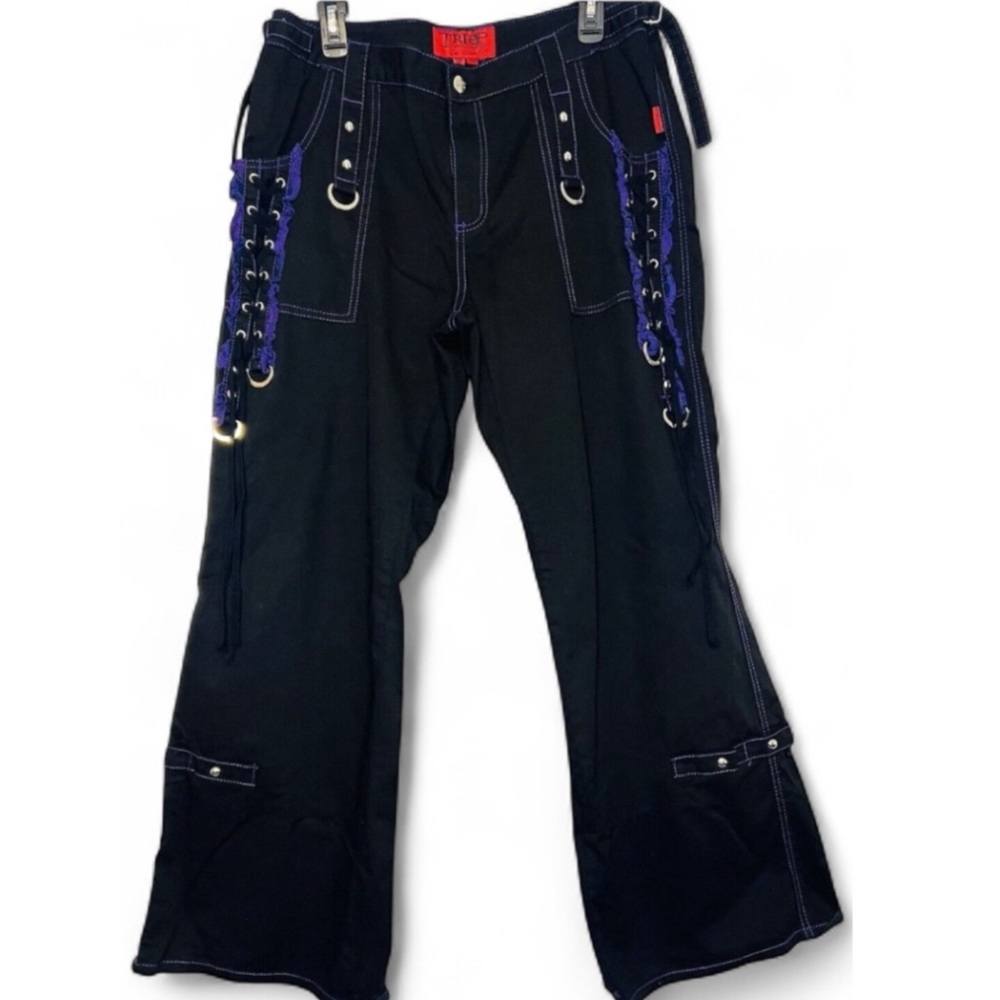 Tripp NYC Punk Black and Purple Lace Up Side Detail Pants | Size 15 | RARE - Picture 2 of 10